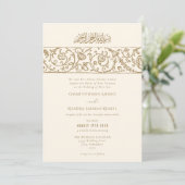 Invitation Luxury Floral Cream & Gold Islamic Muslim Wedding (Debout devant)