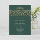 Invitation Luxury Floral Emerald Green & Gold Islamic Wedding (Debout devant)