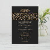 Invitation Luxury Floral Gold Black Islamic Wedding (Debout devant)
