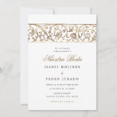 Invitation Luxury Floral Gold Nuestra Boda Spanish Wedding (Devant)