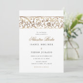 Invitation Luxury Floral Gold Nuestra Boda Spanish Wedding (Debout devant)