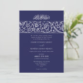 Invitation Luxury Floral Royal Blue Islamic Muslim Wedding (Debout devant)