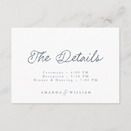 Invitation Luxury French Wedding Details Card  (Devant)