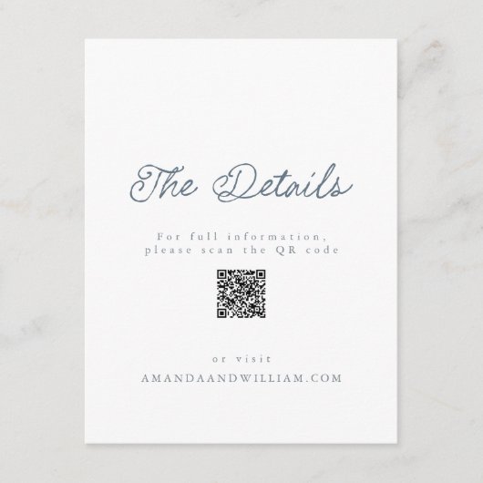 Invitation Luxury French Wedding Details Card QR Code  (Devant)