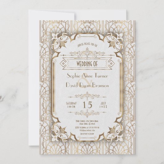 Invitation Luxury Gold Art Deco Great 20s Wedding (Devant)