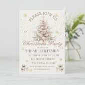Invitation Luxury Gold Christmas Tree Holiday Party  (Debout devant)