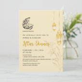 Invitation Luxury Gold Floral & Elegant Lanterns Iftar Dinner (Debout devant)