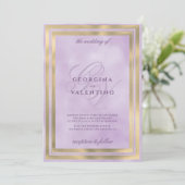 Invitation Luxury gold lavender monogram initials wedding (Debout devant)