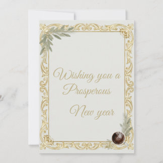 Invitation Luxury Gold Leaf & Pine Elegant New Year Greeting 