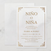 Invitation Luxury Gold Ornate Cream espagnol Genre Revela (Devant / Derrière)