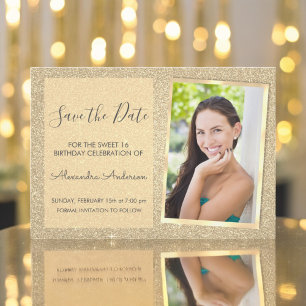 Invitation Luxury Gold Parties scintillant Sweet 16 Enregistr