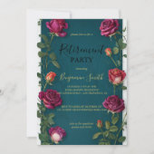 Invitation Luxury Gold Text Dark Turquoise Rose Retirement In (Devant)