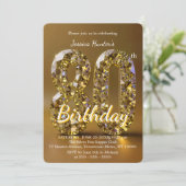 Invitation Luxury Gold Yellow Diamond Gemstone 80th Birthday (Debout devant)