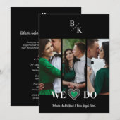 Invitation Luxury Green Heart Lace Effect 3 Multi Photos (Devant / Derrière)