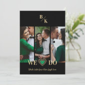 Invitation Luxury Green Heart Lace Gold Effect 3 Multi Photos (Debout devant)