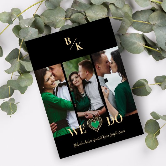 Invitation Luxury Green Heart Lace Gold Effect 3 Multi Photos