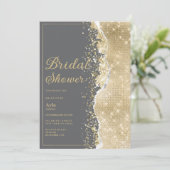 Invitation Luxury grey gold glitter classy Bridal Shower (Debout devant)
