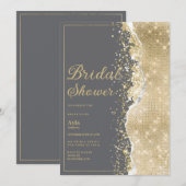 Invitation Luxury grey gold glitter classy Bridal Shower (Devant / Derrière)