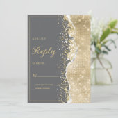 Invitation Luxury grey gold glitter classy RSVP  (Debout devant)