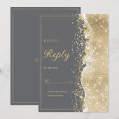 Invitation Luxury grey gold glitter classy RSVP  (Devant / Derrière)