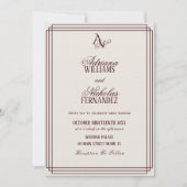 Invitation Luxury Ivory Burgundy Monogram Wedding (Devant)