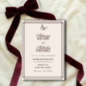 Invitation Luxury Ivory Burgundy Monogram Wedding
