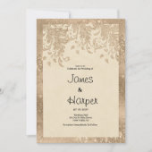 Invitation Luxury ivory gold glitter lace floral Wedding (Devant)