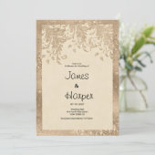Invitation Luxury ivory gold glitter lace floral Wedding (Debout devant)