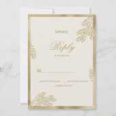 Invitation Luxury ivory gold glitter leaf floral Wedding RSVP (Devant)