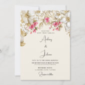Invitation Luxury ivory pink white gold flowers wedding (Devant)