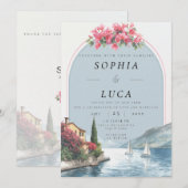 Invitation Luxury Lake Como Destination Wedding with QR Code  (Devant / Derrière)