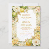 Invitation Luxury Mediterranean Lemons & Flowers Wedding (Devant)