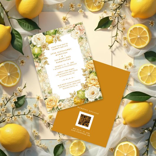 Invitation Luxury Mediterranean Lemons & Flowers Wedding