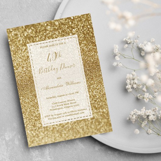 Invitation Luxury modern elegant gold glitter 40th Birthday