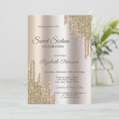 Invitation Luxury Modern Glitter Drips Gold  Sweet 16 (Debout devant)