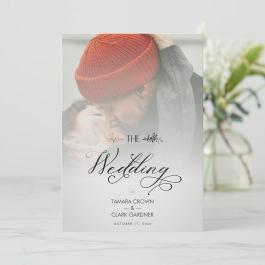 Invitation Luxury Modern Transparency Wedding Photo Script (Debout devant)