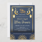 Invitation Luxury Navy Blue and Gold Mandala Iftar Dinner (Devant)