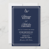 Invitation Luxury Navy Blue Monogram Wedding (Devant)