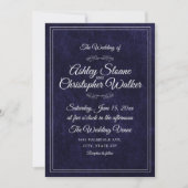 Invitation Luxury Navy Blue Velvet White Monogram QR code (Devant)