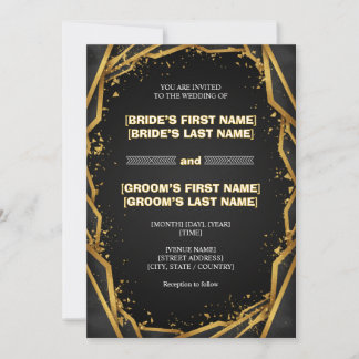 Invitation Luxury Noir Elegant Minimalist Black and Gold