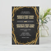 Invitation Luxury Noir Elegant Minimalist Black and Gold (Debout devant)