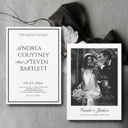 Invitation Luxury Old Money Black and White Wedding