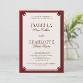 Invitation Luxury Old Money Burgundy Timeless Wedding (Debout devant)