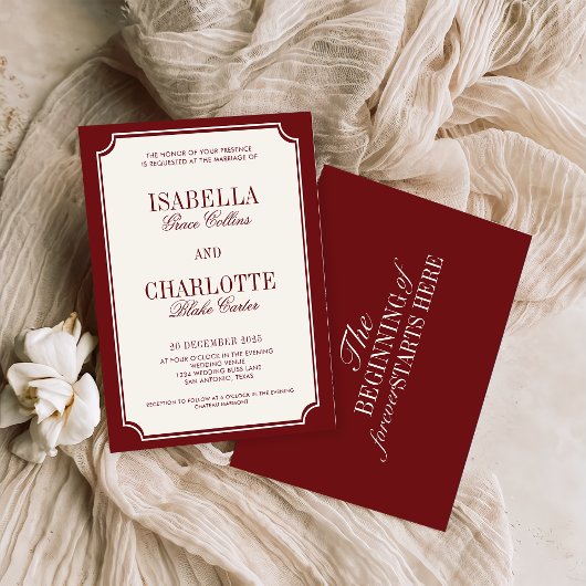 Invitation Luxury Old Money Burgundy Timeless Wedding
