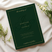 Invitation Luxury or forêt vert monogramme initiales mariage