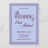 Invitation Luxury Periwinkle and Plum Formal Wedding  (Devant)