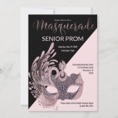 Invitation Luxury pink black silver glitter Masquerade Prom  (Devant)