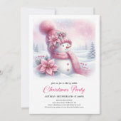 Invitation Luxury Pink Snowman Kids Editable Christmas Invite (Devant)
