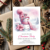 Invitation Luxury Pink Snowman Kids Editable Christmas Invite