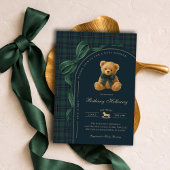 Invitation Luxury Polo Plaid Teddy Bear Boy Baby Shower